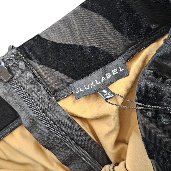 JLUXLABEL Womens High Waisted Wide Leg Zebra Print Velvet Pant, Black, Small - Picture 7 of 8